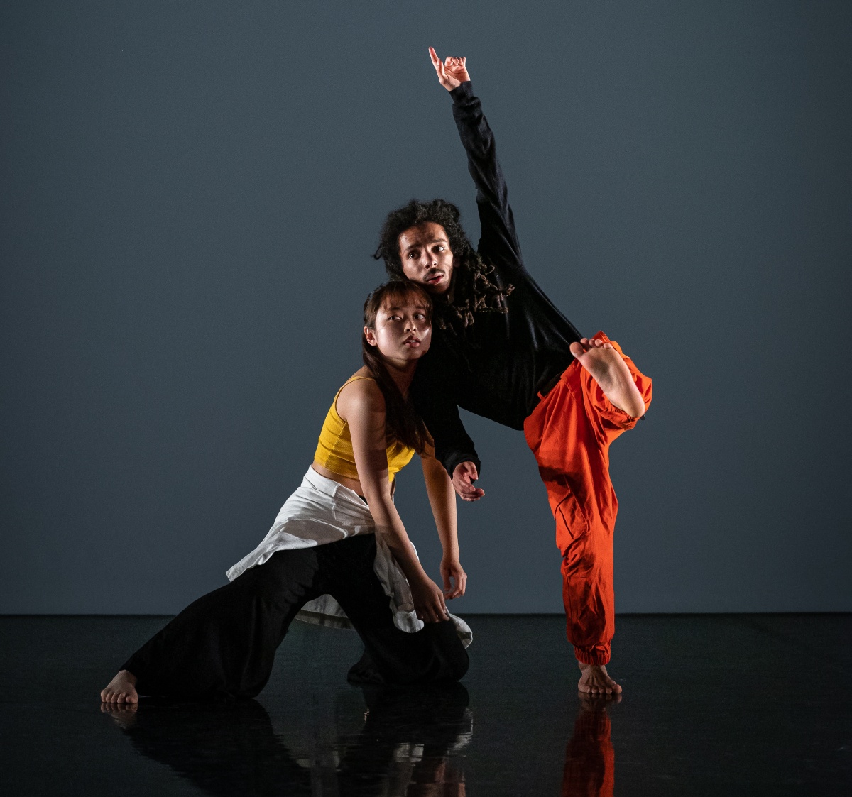 Two dancers in a duet 
